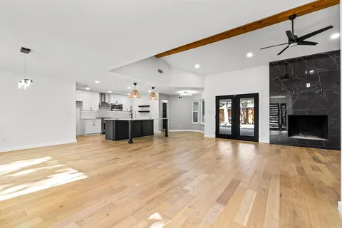 a view of a livingroom with a fireplace