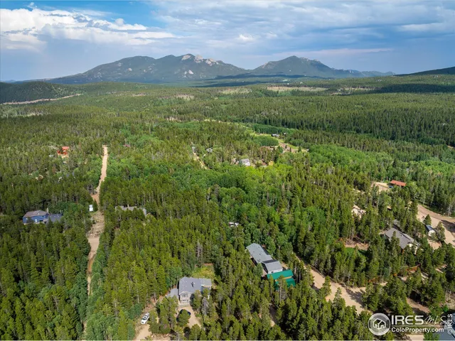 a view of a city with lush green forest