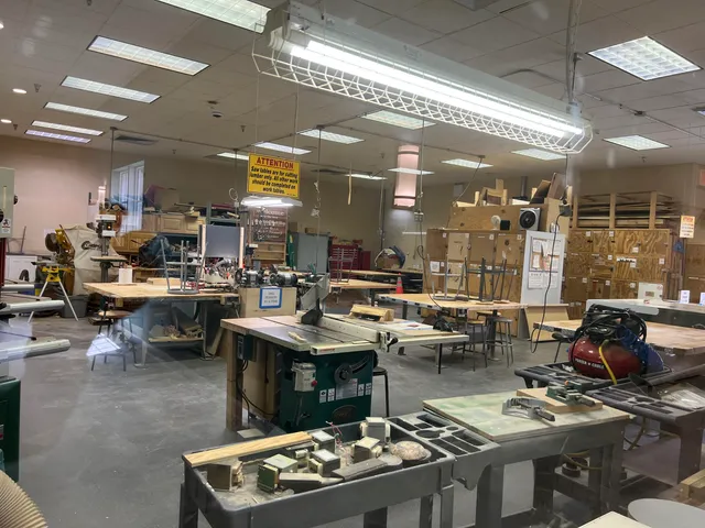 a view of a lobby with black carpet