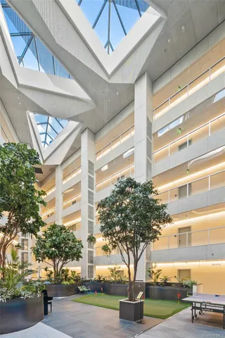 a view of a building with a street