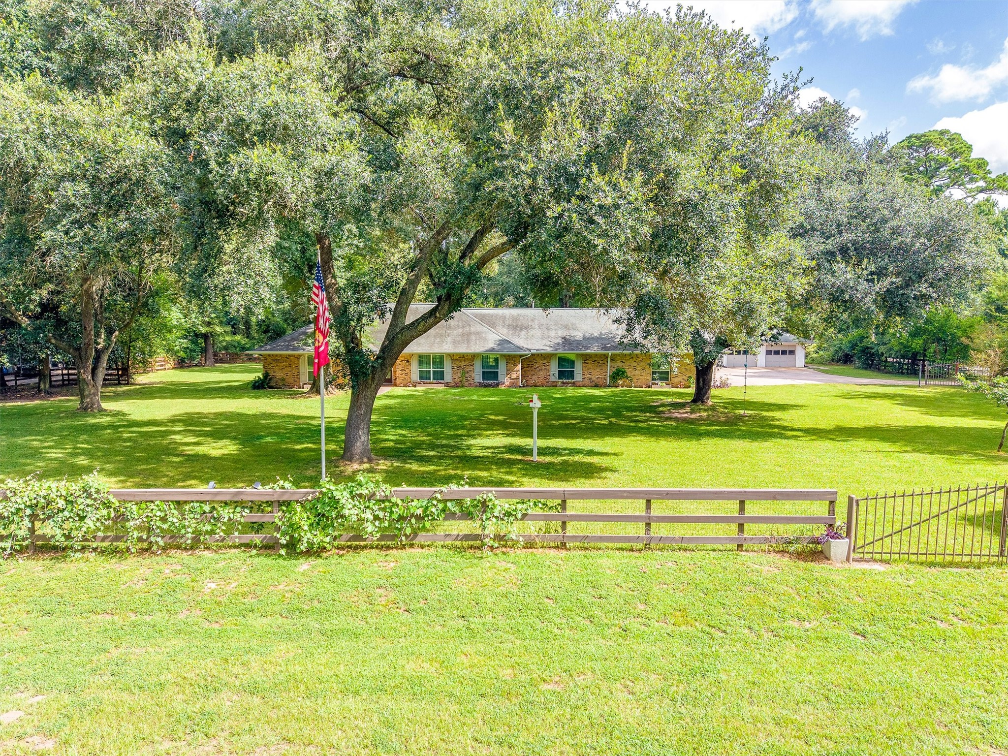 Front yard with majestic trees