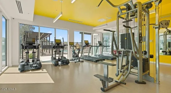 a view of a room with gym equipment
