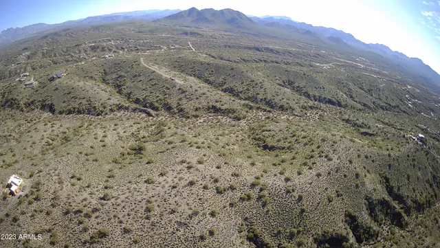 a view of a mountains in the distance in a city