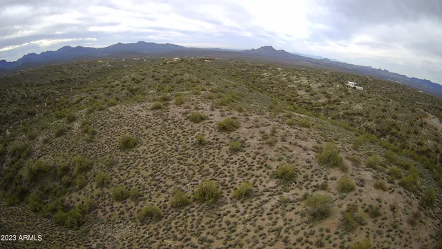 a view of a city with mountains in the background