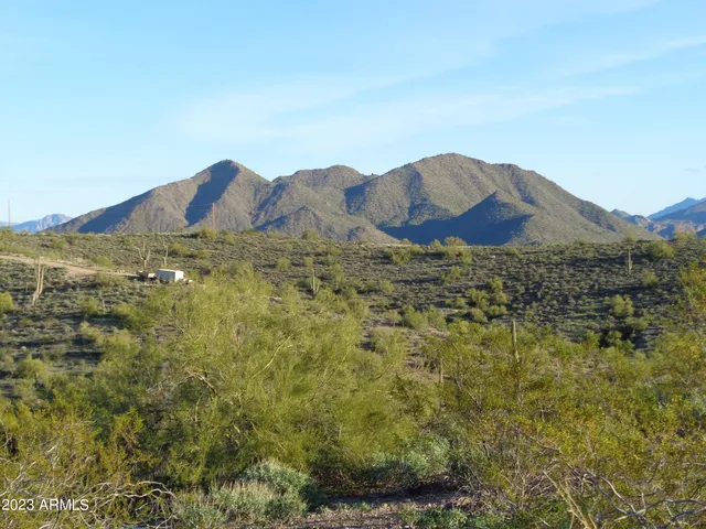 a view of a house with a mountain
