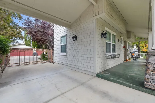 a view of a street with a building in the background