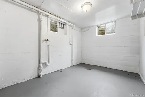 an empty room with a door
