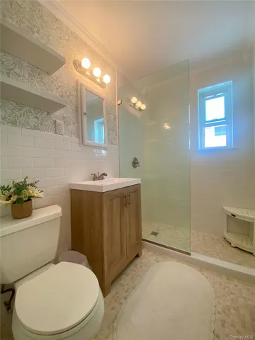 a bathroom with a toilet a sink and mirror
