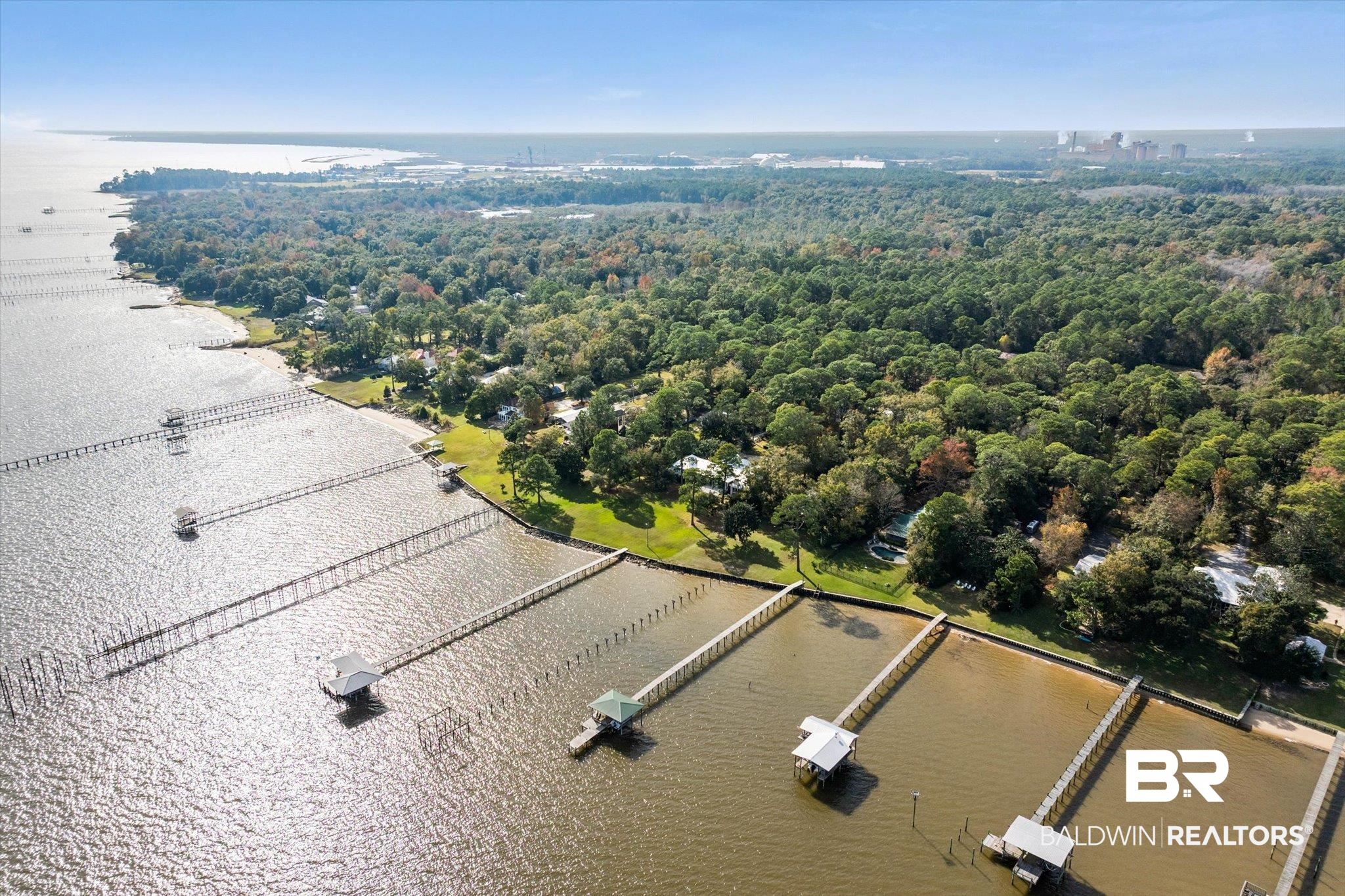 7015 Bay Road Mobile, AL 36605 - Photo 50 of 53 Aerial view of a nearby body of water and a forest