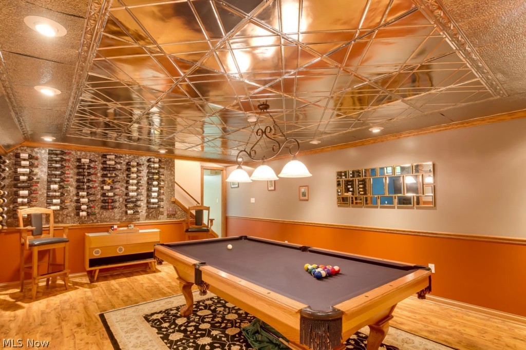 17450 Leggett Road Thompson, OH 44086 - Photo 16 of 21 The ultimate Billiards room, tin ceiling, custom pool table stays