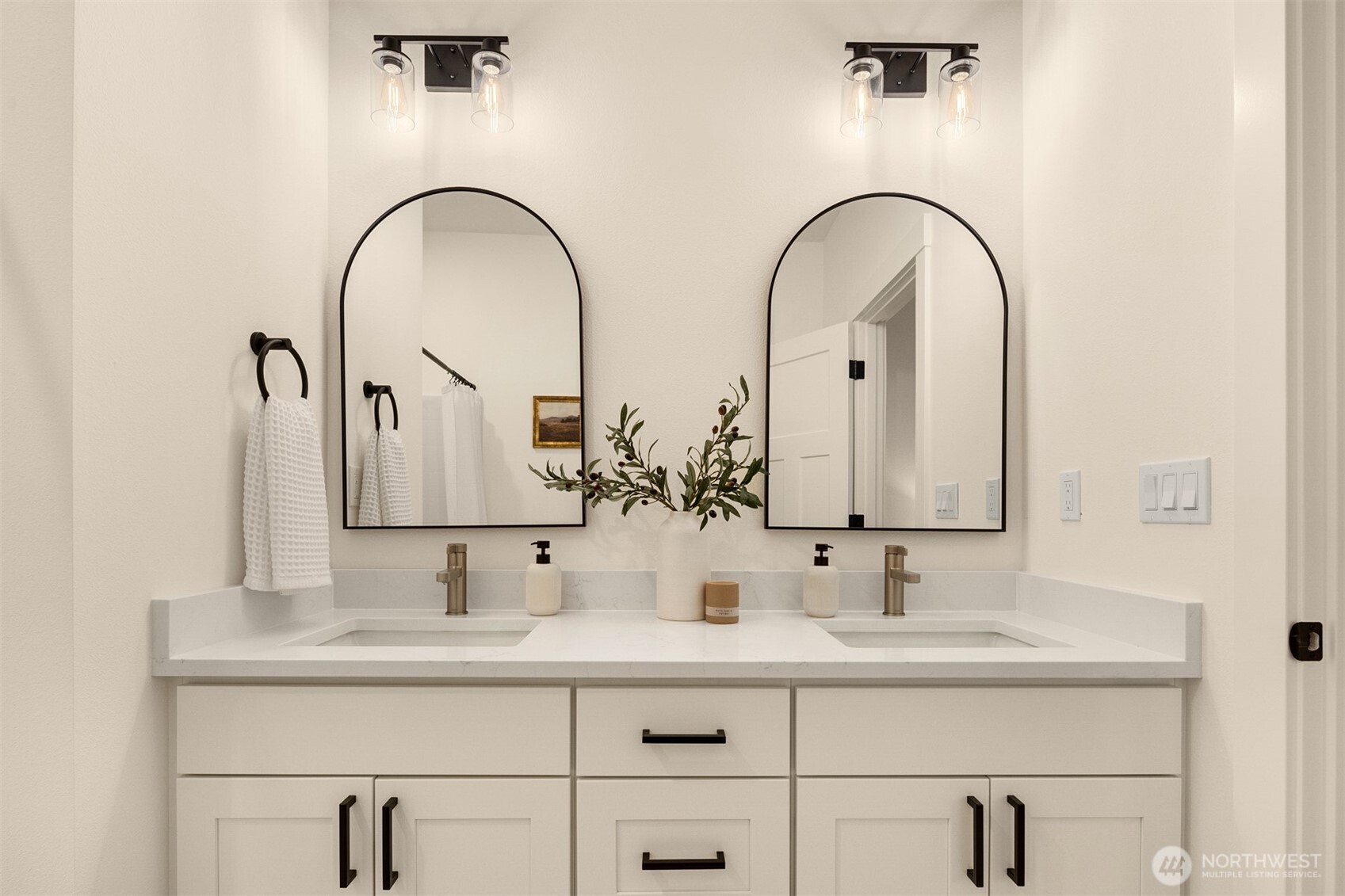 3000 West Martin Road Shelton, WA 98584 - Photo 22 of 38 a bathroom with a sink and a mirror
