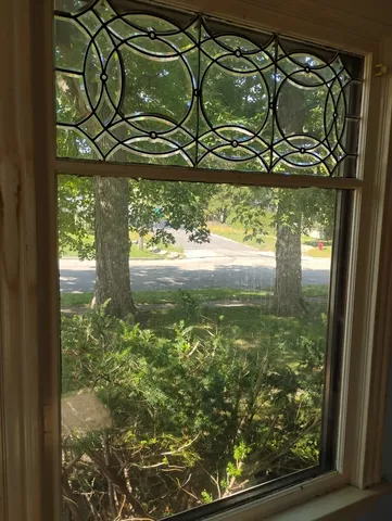 a view of a glass door door