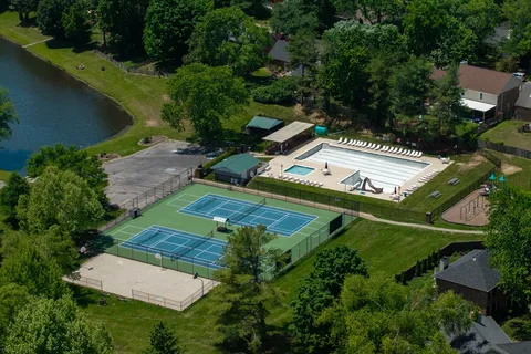 an aerial view of a house