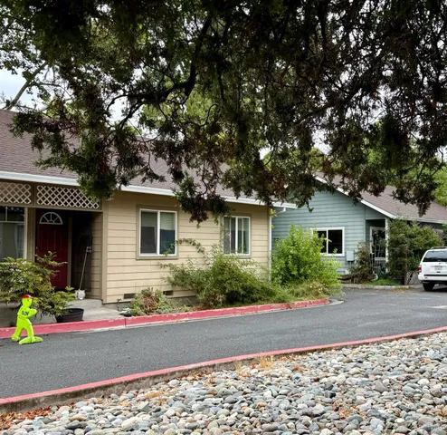 a front view of a house with garden
