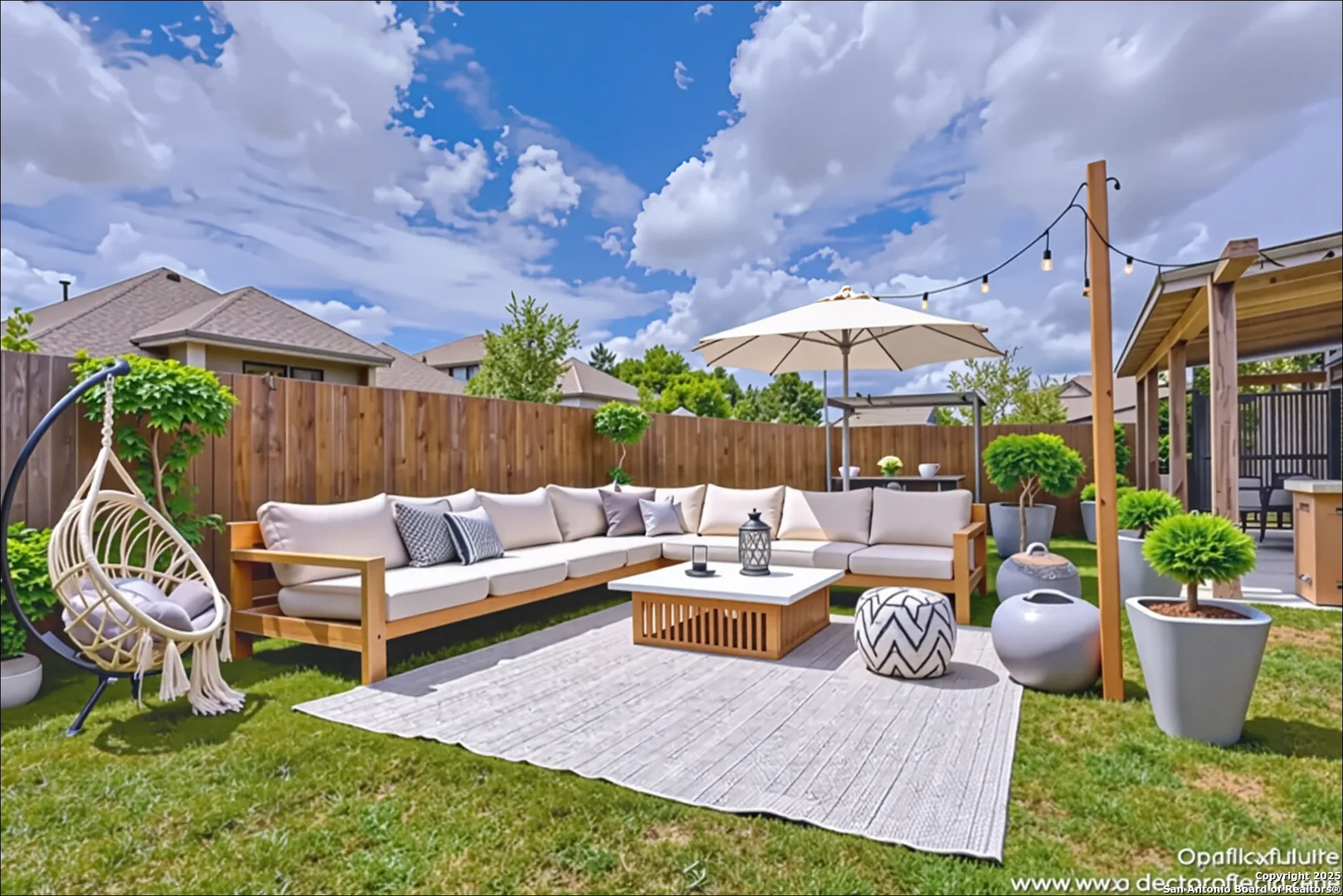 14722 Rifleman Road San Antonio, TX 78254 - Photo 35 of 37 a view of a patio with couches chairs and a potted plant