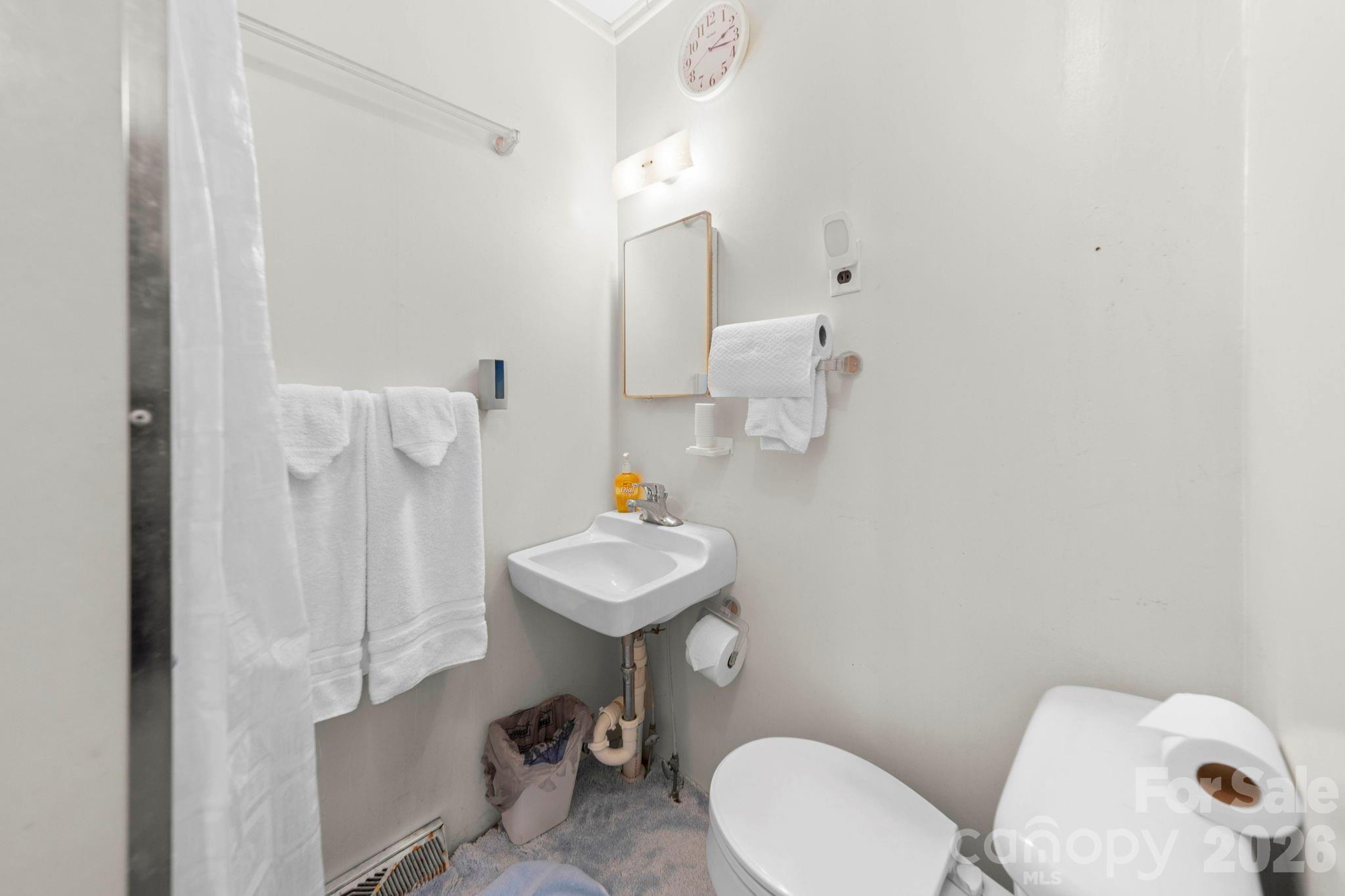2350 Grubb Ferry Road Salisbury, NC 28144 - Photo 27 of 31 a bathroom with a sink a toilet and a mirror
