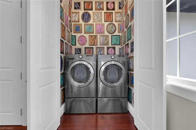 a utility room with dryer and washer