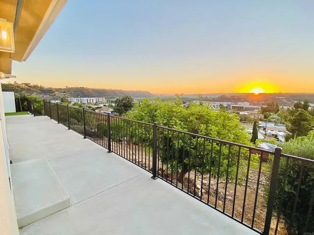 a view of a city from a balcony