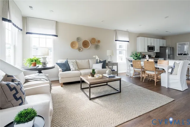 a living room with furniture and a couch