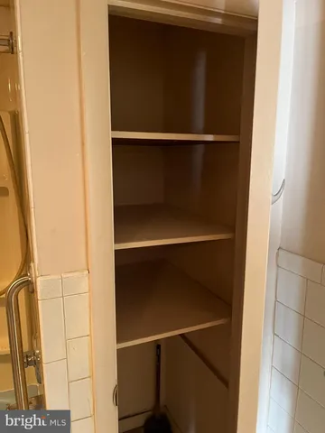 a view of an empty walk in closet