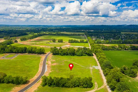 a view of a swimming pool with a yard