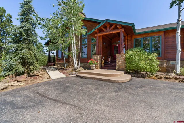 front view of a house with a patio