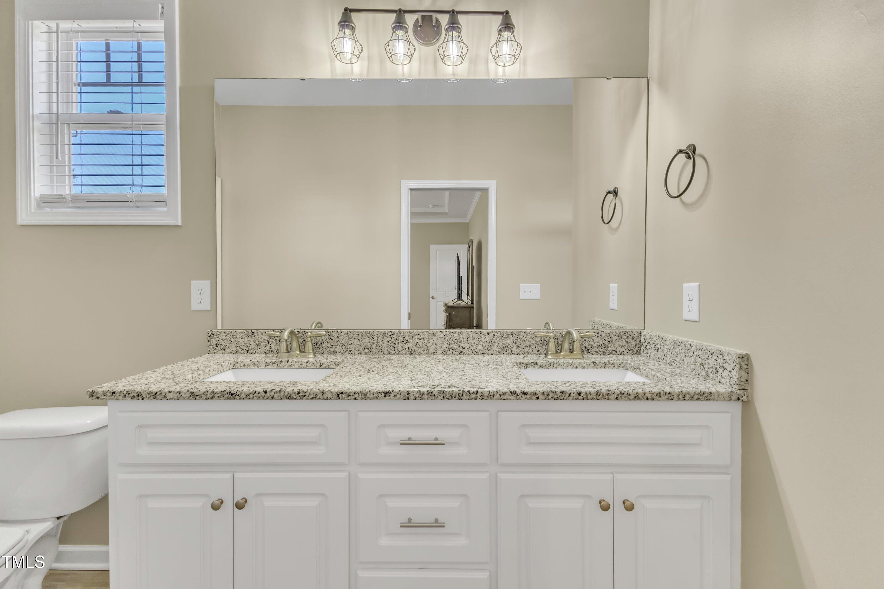 10387 Claude Lewis Road Middlesex, NC 27557 - Photo 23 of 37 a bathroom with a granite countertop sink and a mirror