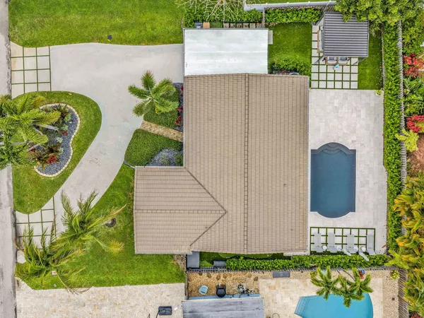 an aerial view of a house
