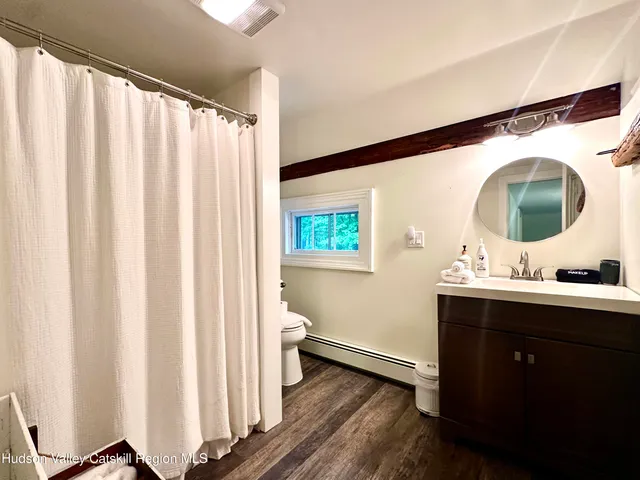 a bathroom with a sink a mirror and a toilet