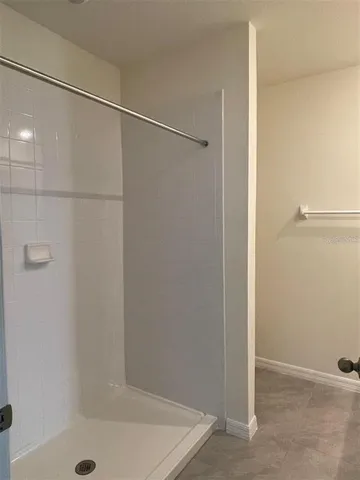 a bathroom with a bath tub