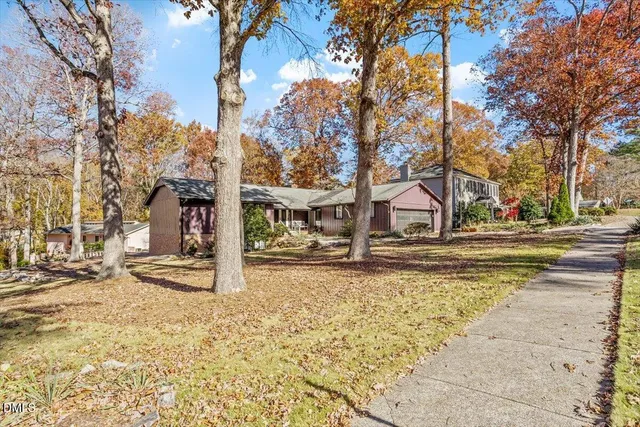 a view of street with large trees