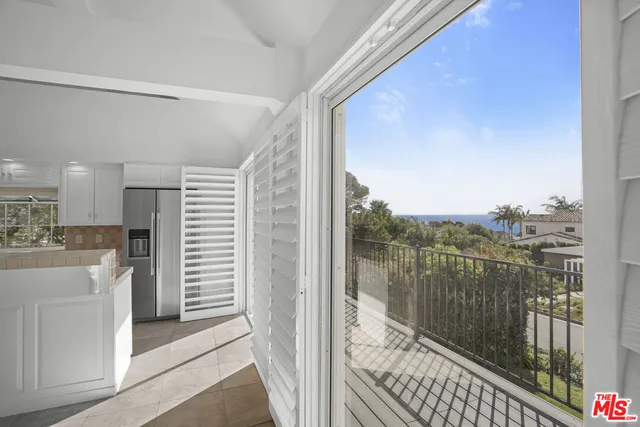 a view of a balcony from door