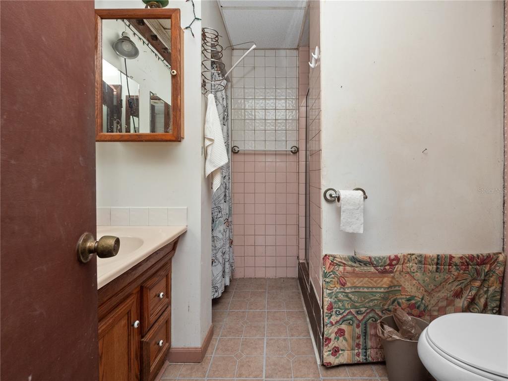 6604 Mt Plymouth Road Apopka, FL 32712 - Photo 24 of 31 a bathroom with a granite countertop sink a toilet and shower