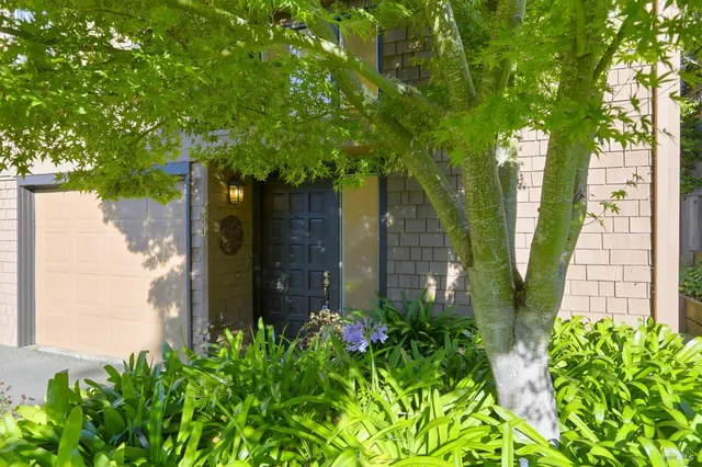 a backyard of a house with lots of green space