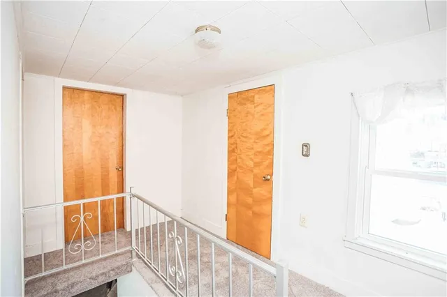 a view of a bathroom with a window