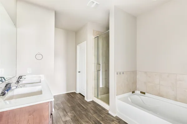 a bathroom with a sink and a tub