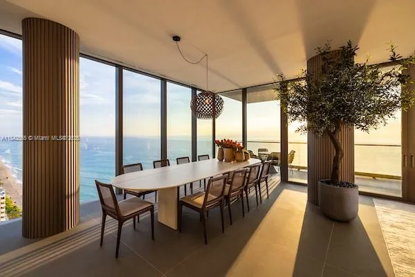 a view of balcony with furniture