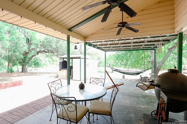 a view of an outdoor space with seating