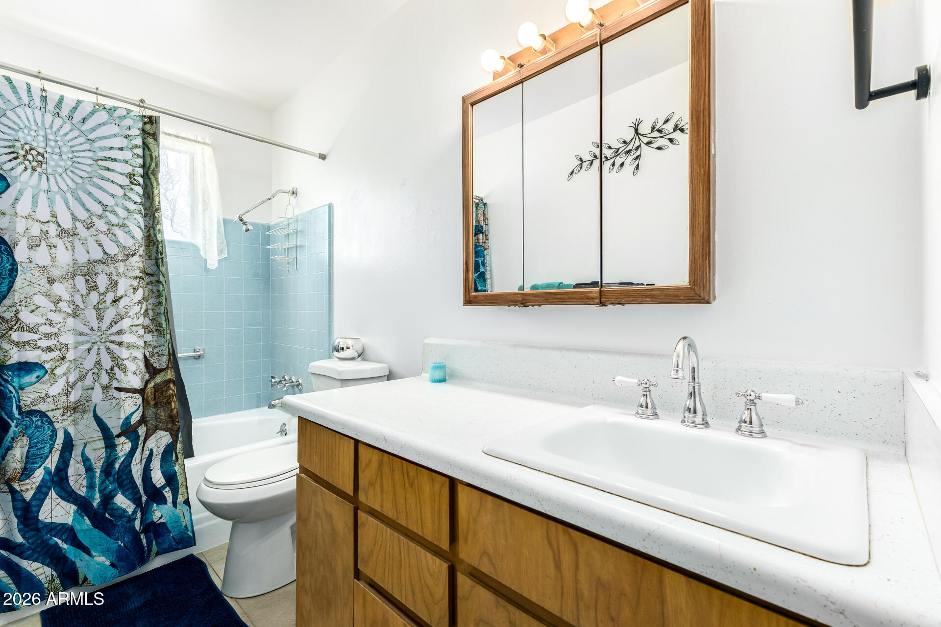 5519 Casper Road Mesa, AZ 85205 - Photo 17 of 23 a bathroom with a sink a toilet and a large mirror