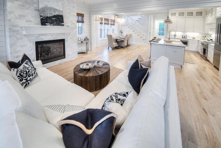 77 Shore Bridge Cir Inlet Beach Inlet Beach, FL 32461 - Photo 3 of 20 a living room with furniture and a fireplace