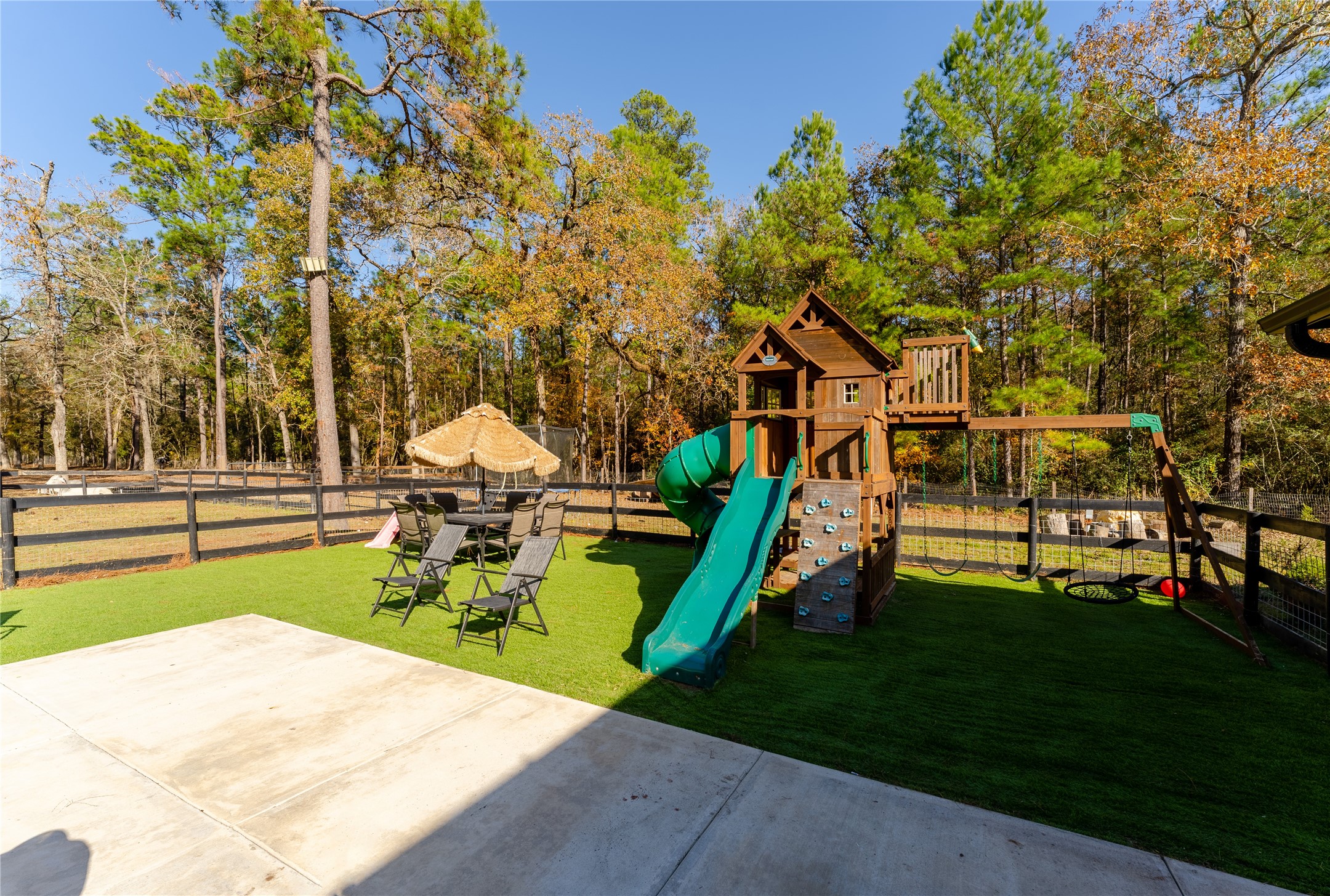 24102 Baneberry Road Magnolia, TX 77355 - Photo 20 of 39 swimming pool with outdoor seating and trees