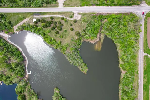 an aerial view of a house