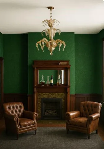 a living room with a fireplace in it