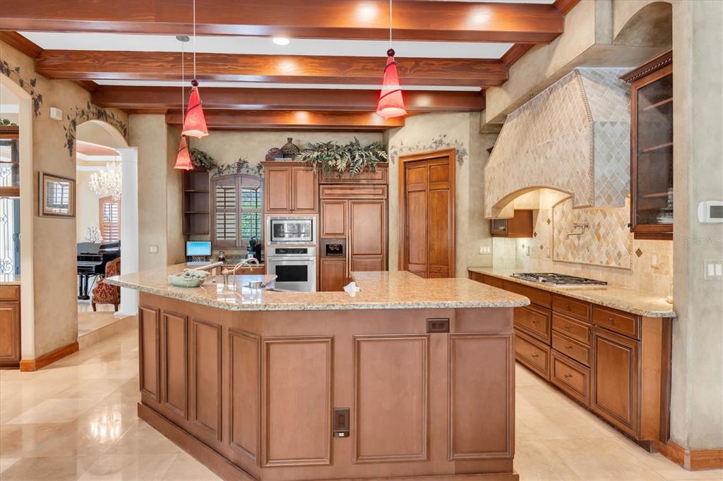 2861 Roehampton Close Tarpon Springs, FL 34688 - Photo 14 of 79 a kitchen with stainless steel appliances granite countertop a stove and cabinets