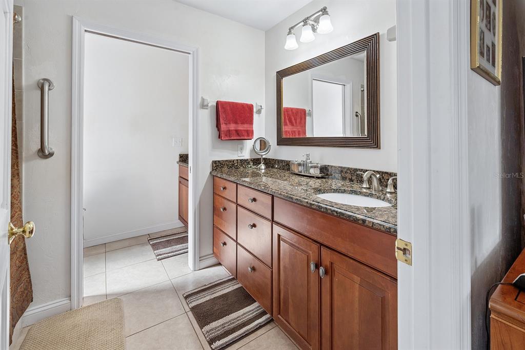 498 Southwest Manatee Terrace Fort White, FL 32038 - Photo 42 of 50 a bathroom with a sink a mirror and a shower