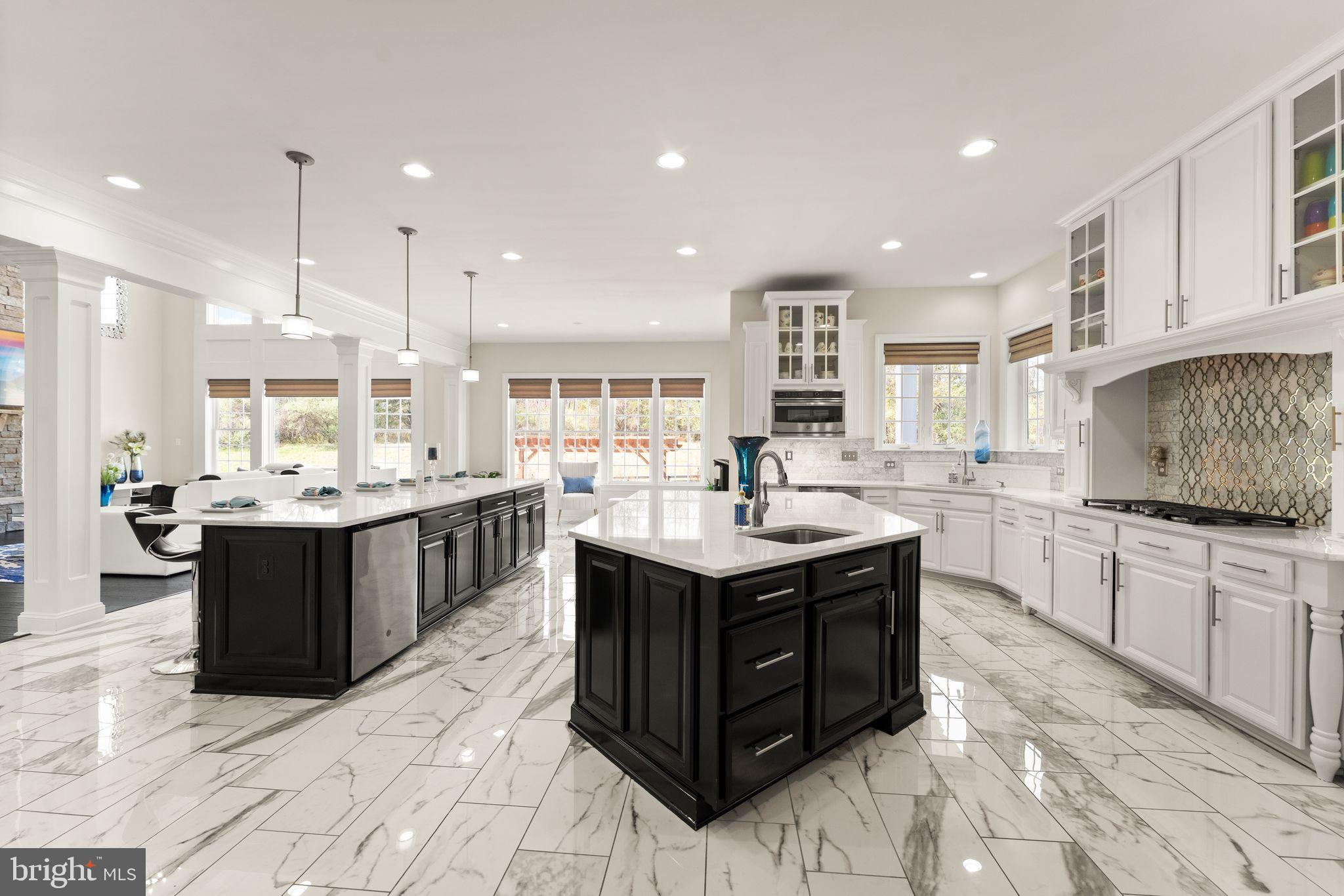 25873 Cameron Walk Place Aldie, VA 20105 - Photo 11 of 92 a large kitchen with stainless steel appliances kitchen island granite countertop a large counter top and a view of living room