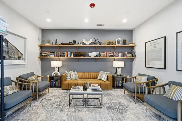 a aerial view of a house with a yard