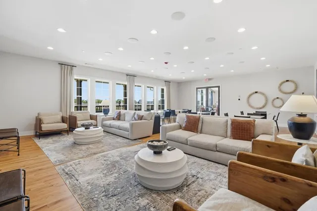 a view of a balcony with furniture