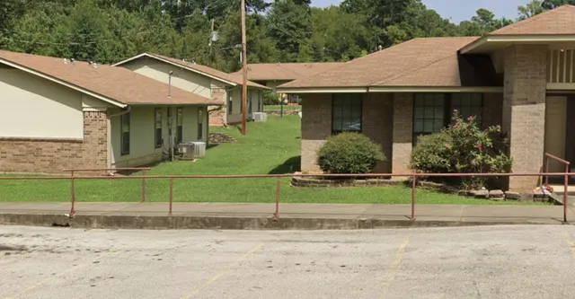 a view of a house with a yard and a large tree