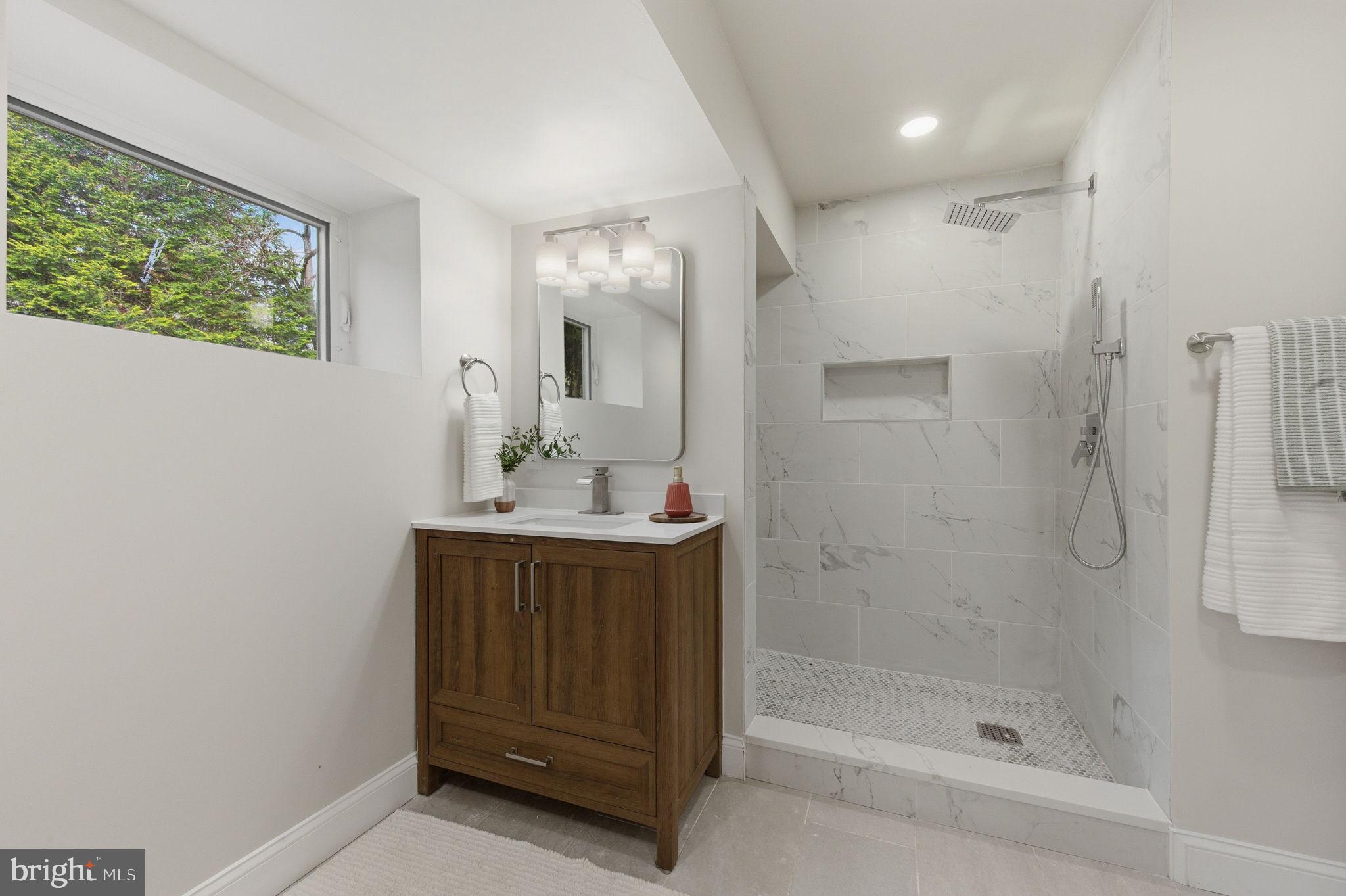 4 Meteor Lane Newark, DE 19711 - Photo 42 of 56 a bathroom with a shower a sink and a mirror